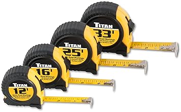 Titan 10902 4-Piece Tape Measure Set (12', 16', 25' and 33')