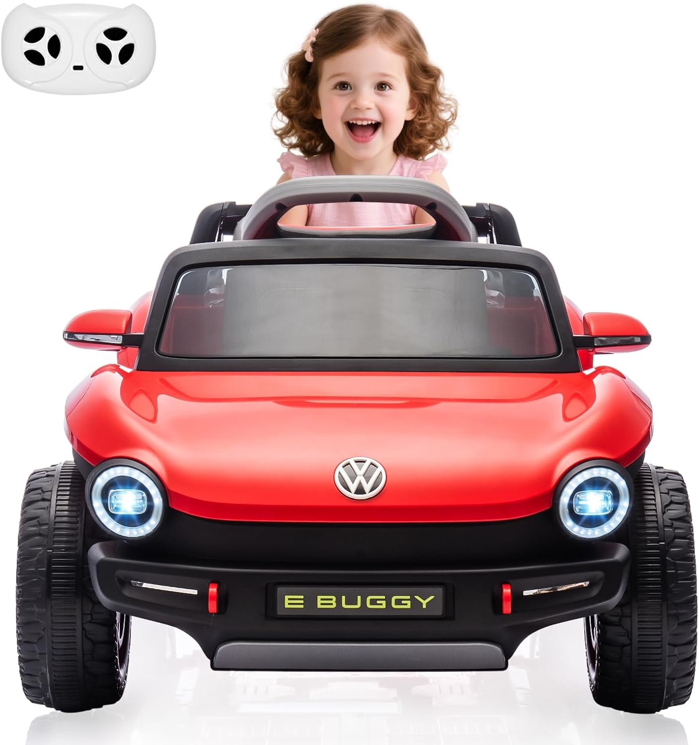 GarveeLife 12V Kids Ride On Car Licensed Volkswagen Beetle Electric Ride On Toy for Toddlers 4 Wheeler Vehicle with Parental Remote, Battery Level Display, LED Lights, USB, Horn, Music, Blue