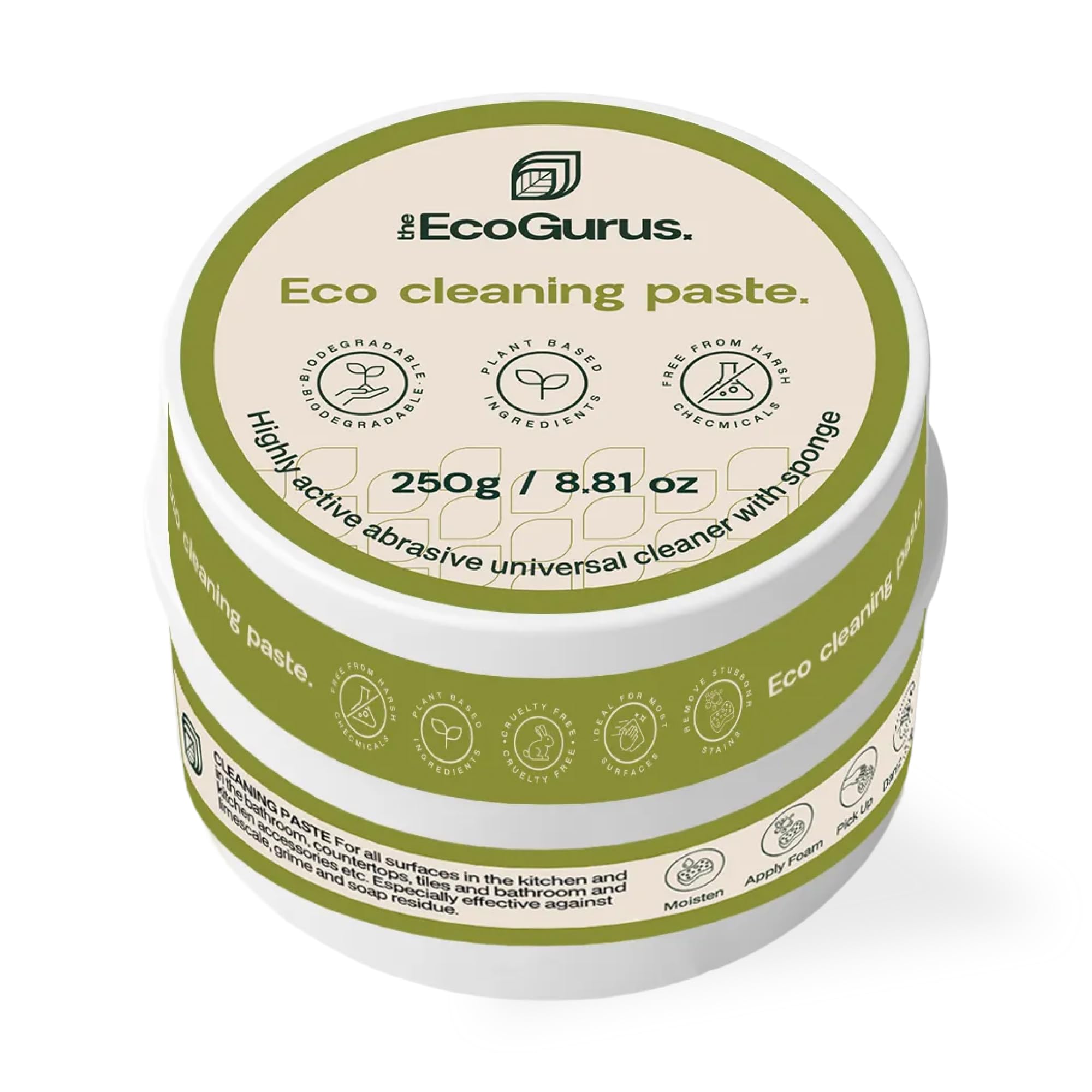 Ecogurus Natural All-purpose Cleaner - Cleaning Paste - Multipurpose Cleaner - Stain Remover for Stainless Steel, Walls, Shower Surfaces - Safe for kids and pets