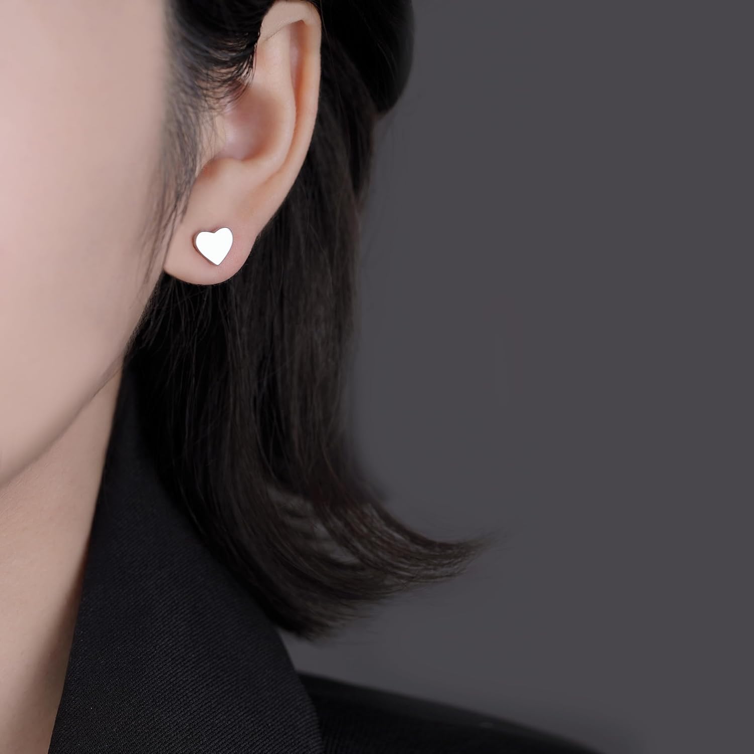 Reffeer Solid 925 Sterling Silver Small Heart Stud Earrings for Women Teen Girls Love Heart Earrings Post Stud Earrings Hypoallergenic - Image 2