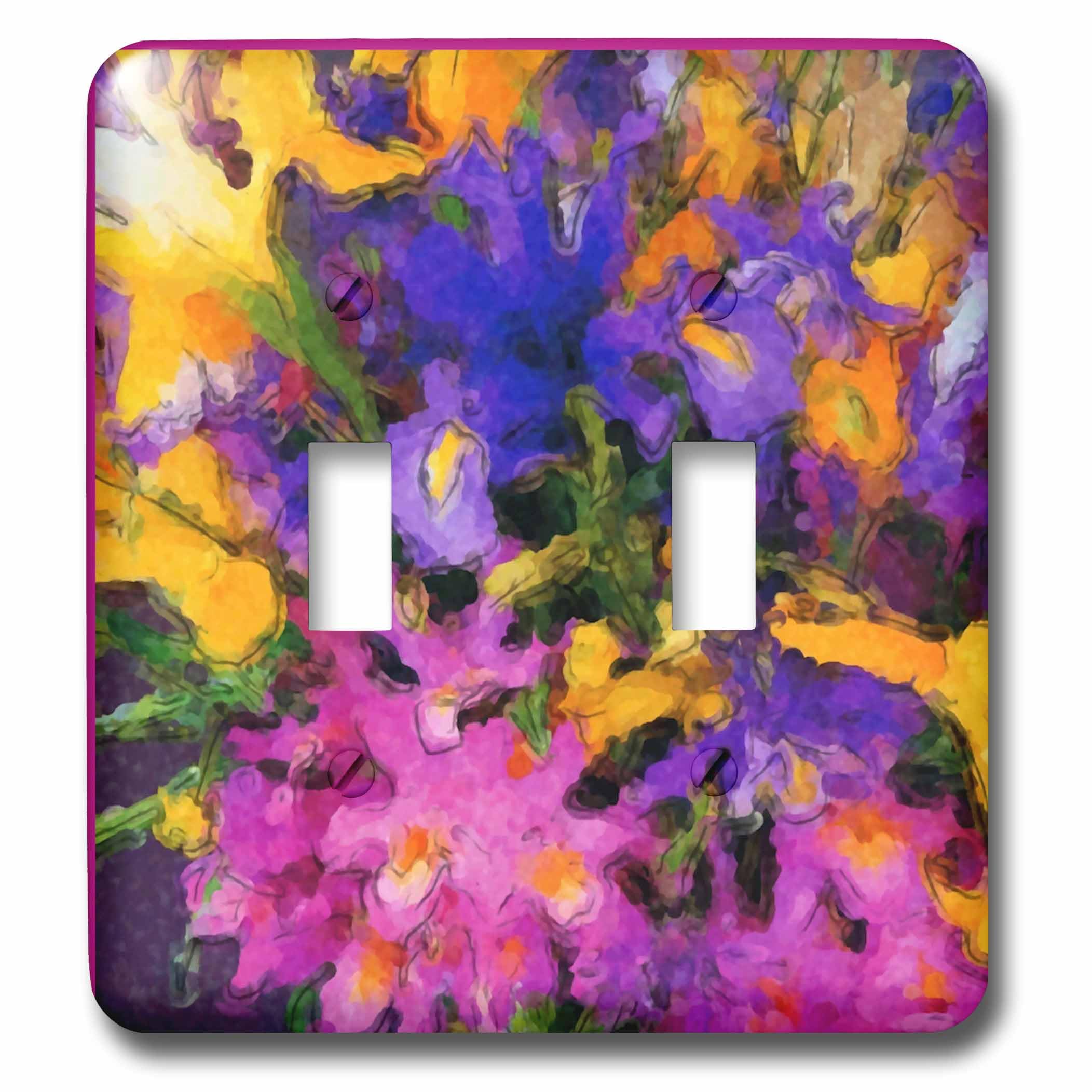 Interrupteur à bascule double fleurs multicolores 3dRose lsp_7388_2 pour décoration murale