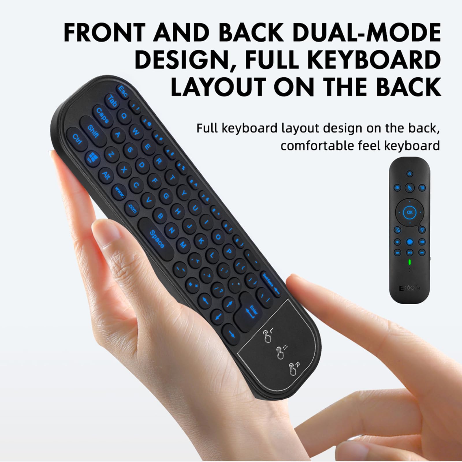 Jemora G60SPRO BT 2.4G Telecomando vocale Dual Mode con giroscopio a 6 Assi con Tastiera per Smart TV Android TV Box PC