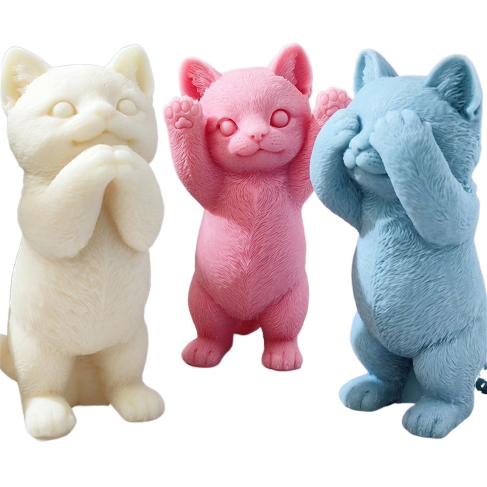 Moule à bougie en silicone en forme de chat grand et mignon, support DIY, outil fabrication résine savon pour animaux de compagnie, moule pour gâteau chocolat, poupée plâtre (A)