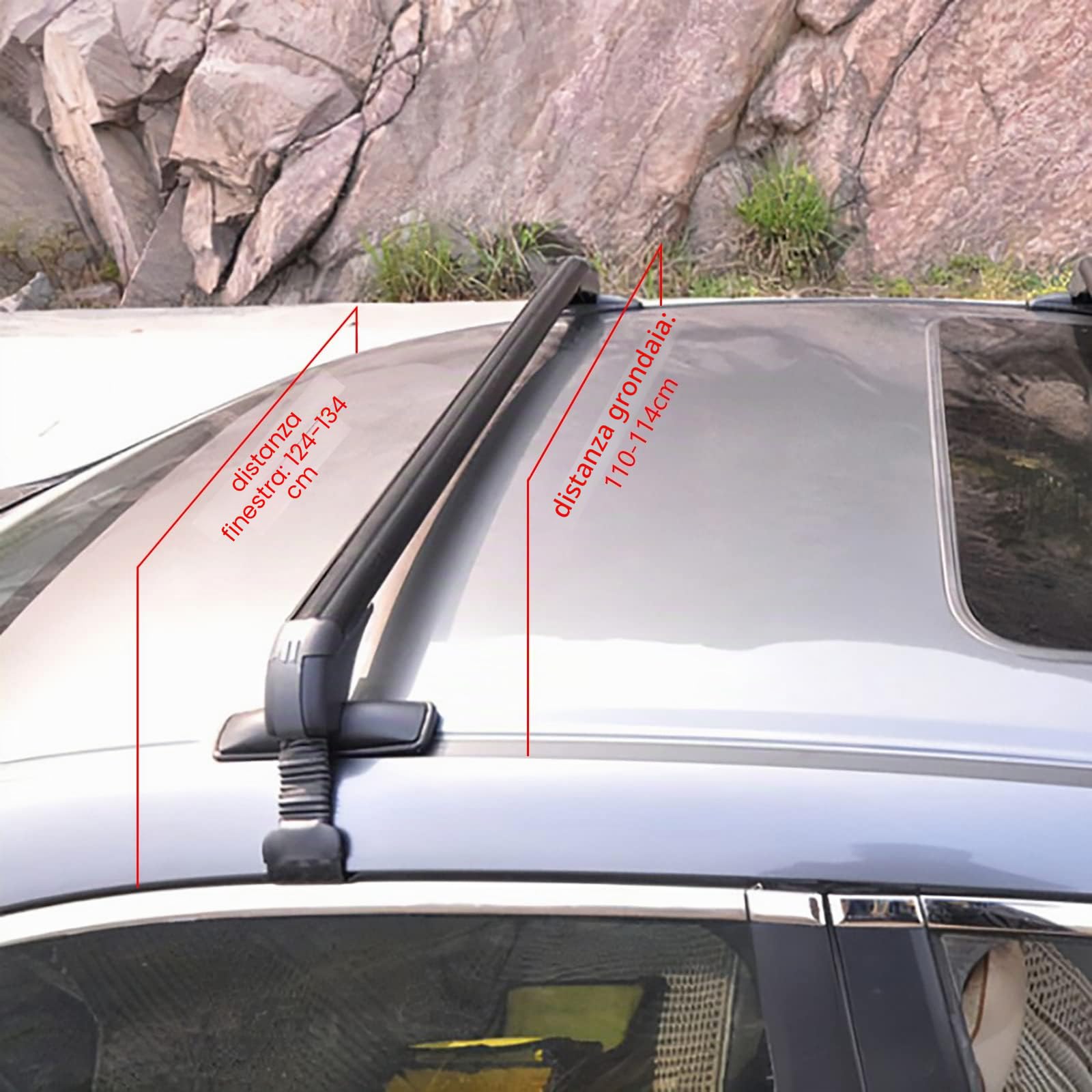 Barre Portapacchi Universali da 75 kg - Compatibili Con Binari per Bagagli, Trasversali, in Alluminio - Set per Auto Con Serratura, per 4 o 5 Porte