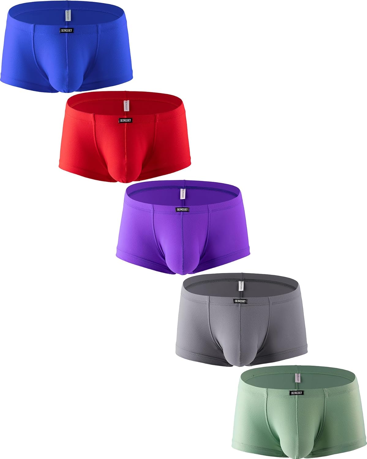 iKingsky Men's Breathable Bulge Boxer Briefs Sexy Low Rise Pouch Shorts Soft Underpanties for Men