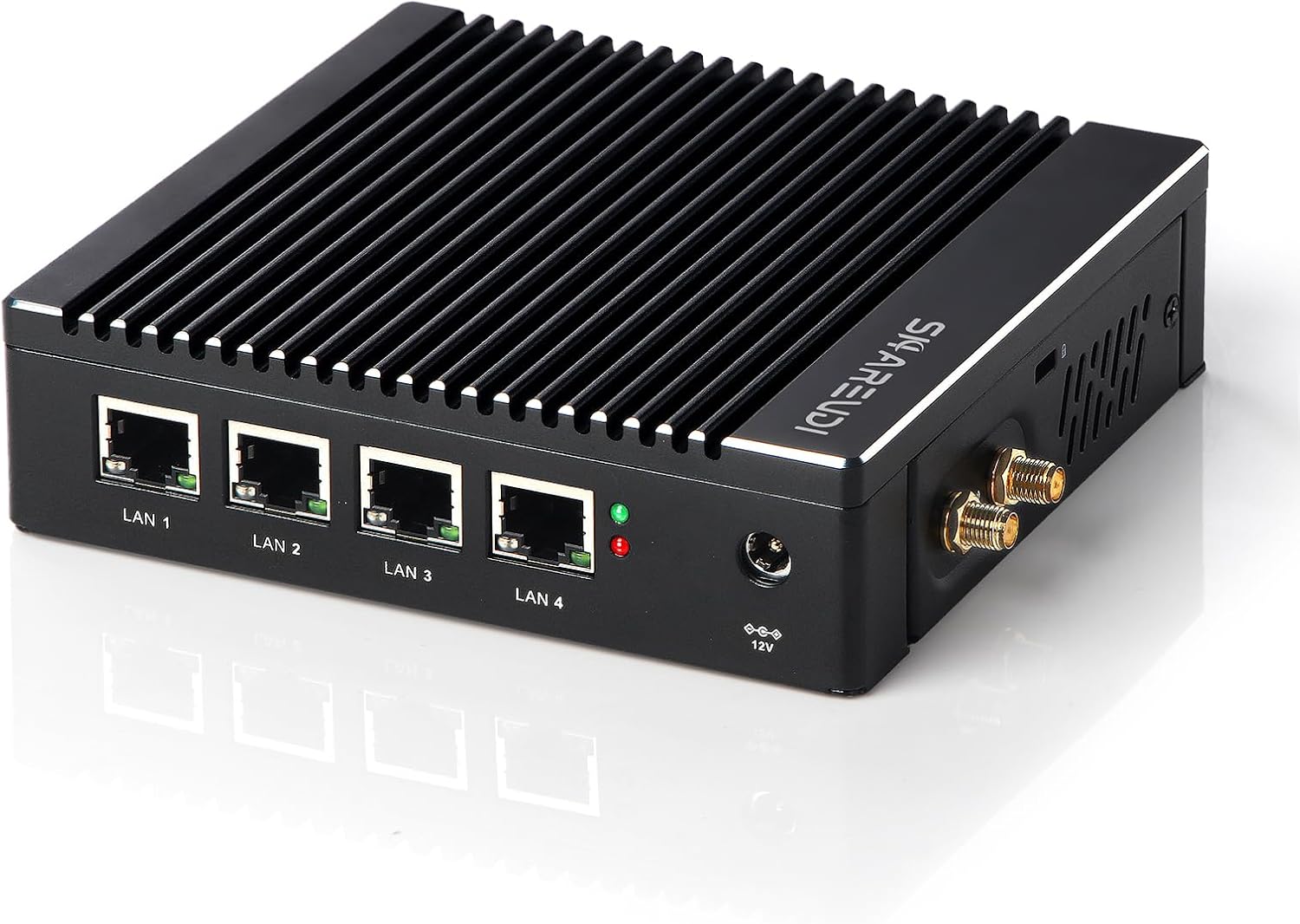 Fanless Firewall Appliance Intel N3710 4C/4T, Firewall Mini PC 4 x Intel i226 LAN Ports DDR3 SSD, Network Gateway Soft Router, Support P-F-Sense AES NI HD/VGA/Wi-Fi (8G 64G)