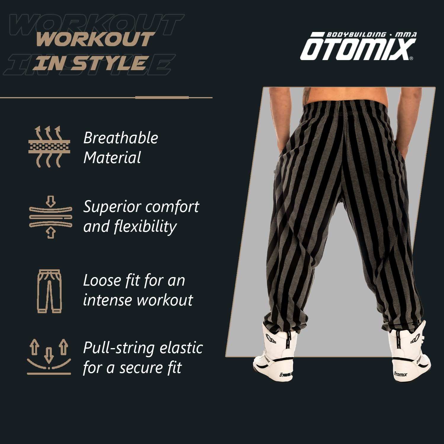 Otomix Herrenmode, voll geschnitten, elastisch, für Bodybuilding, Gewichtheben, Training, Yoga, Sport, Fitnessstudio, Workout und Freizeitkleidung, Trendige Jogger und Verschiedene Größen