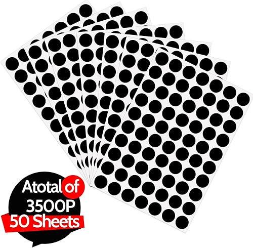 Miniatura 3 de 3500 calcomanías de puntos, etiquetas de codificación negras de 34 pulgadas, círculos, calcomanías de precio, calcomanías de puntos para estudiantes