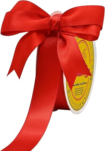 Cinta de satén de doble cara de 78 pulgadas x 25 yardas, cinta roja de poliéster para envolver regalos, muy adecuada para bodas, fiestas, decoración