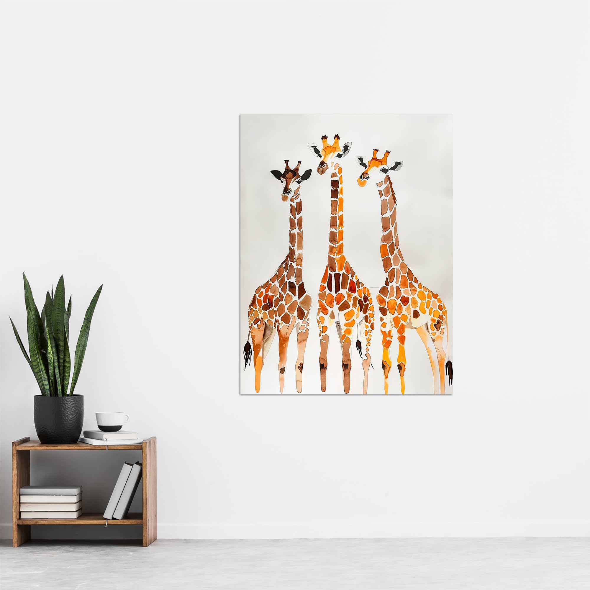 Artery8 Group of Giraffes Bright Watercolour Safari Living Room Extra Large XL Wall Art Poster Print, Unframed 24X32", 81L x 61W cm - Image 4