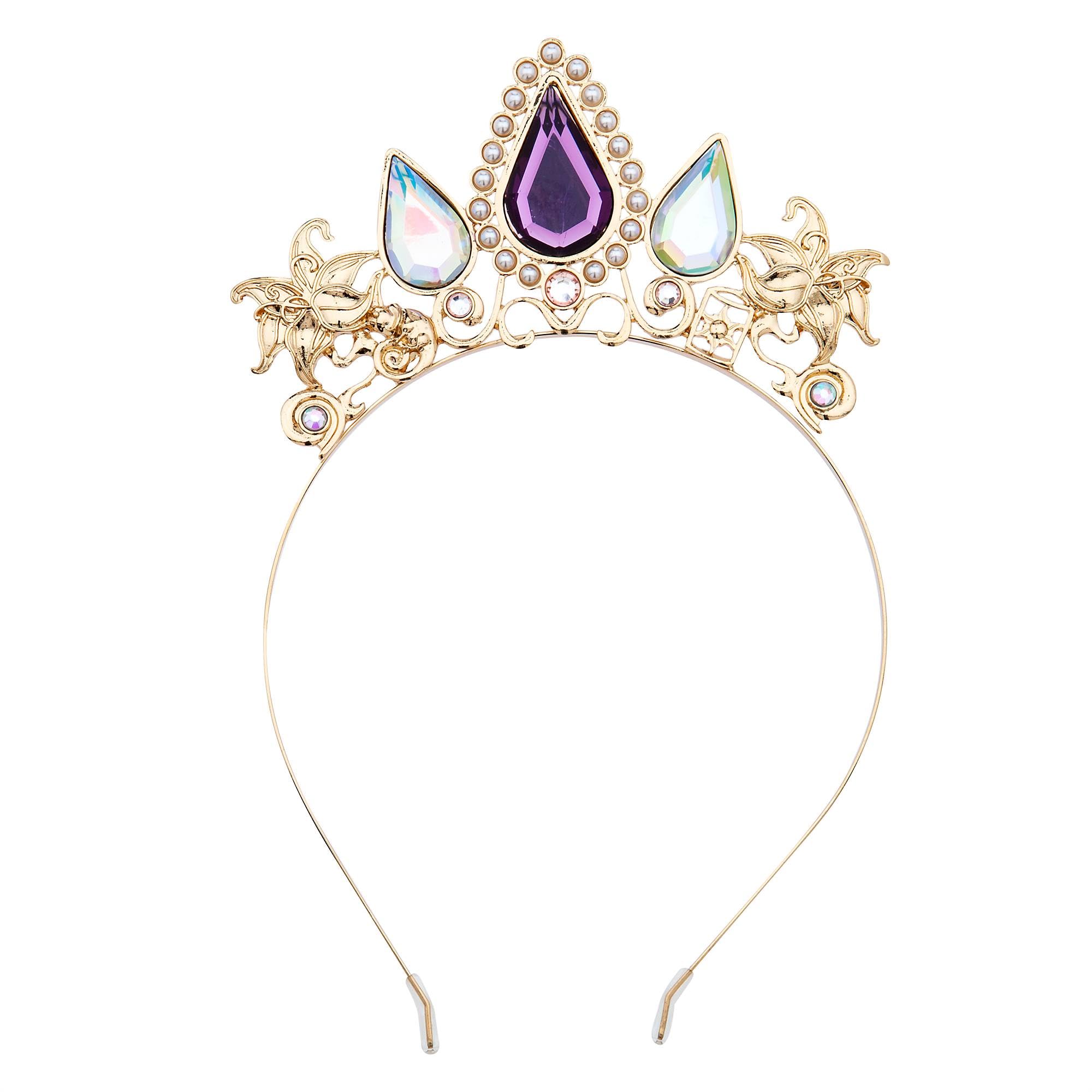 Disney Store Official Diadème Raiponce pour enfants, accessoire de déguisement avec finition dorée, fleurs de soleil et strass violets