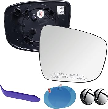 EAP Passenger Side Mirror Glass Compatible with Nissan Rogue Sport 2017-2022, Qashqai 2017-2023, Heated, 963656MA1A 963656MA0A