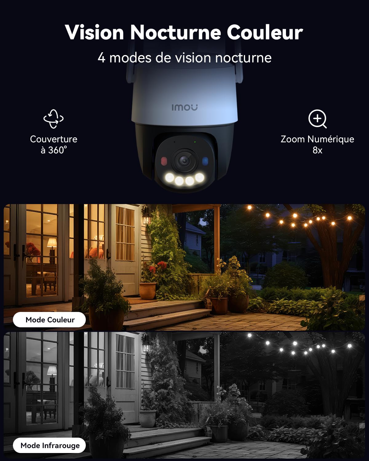 Imou 4K Caméra PoE Extérieure, WiFi 2.4GHz, Vision Nocturne Couleur de 30M