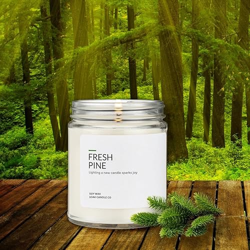 Miniatura 5 de 1OAK Velas de cera de soja (pino fresco) - Vela de pino - Velas de soja para aromatizar el hogar - Quema larga premium - Hechas a mano (7 onzas)