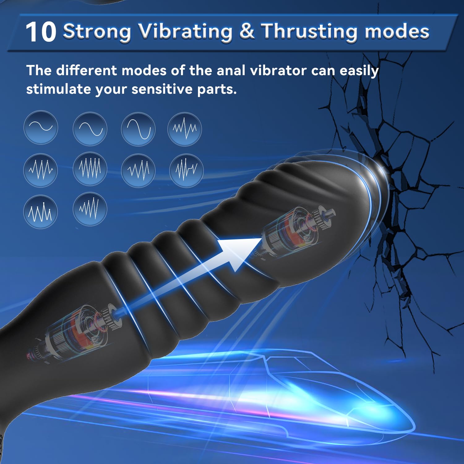 Estimulador de prostata Vibrador Anal Plug con Anillo Pene, Juguetes Sexuales Hombre Consoladores.. Para Hombre con Vibración,Juguetes Eróticos Para Hombre Sexuales 10 Modos Telescópicos & Vibración