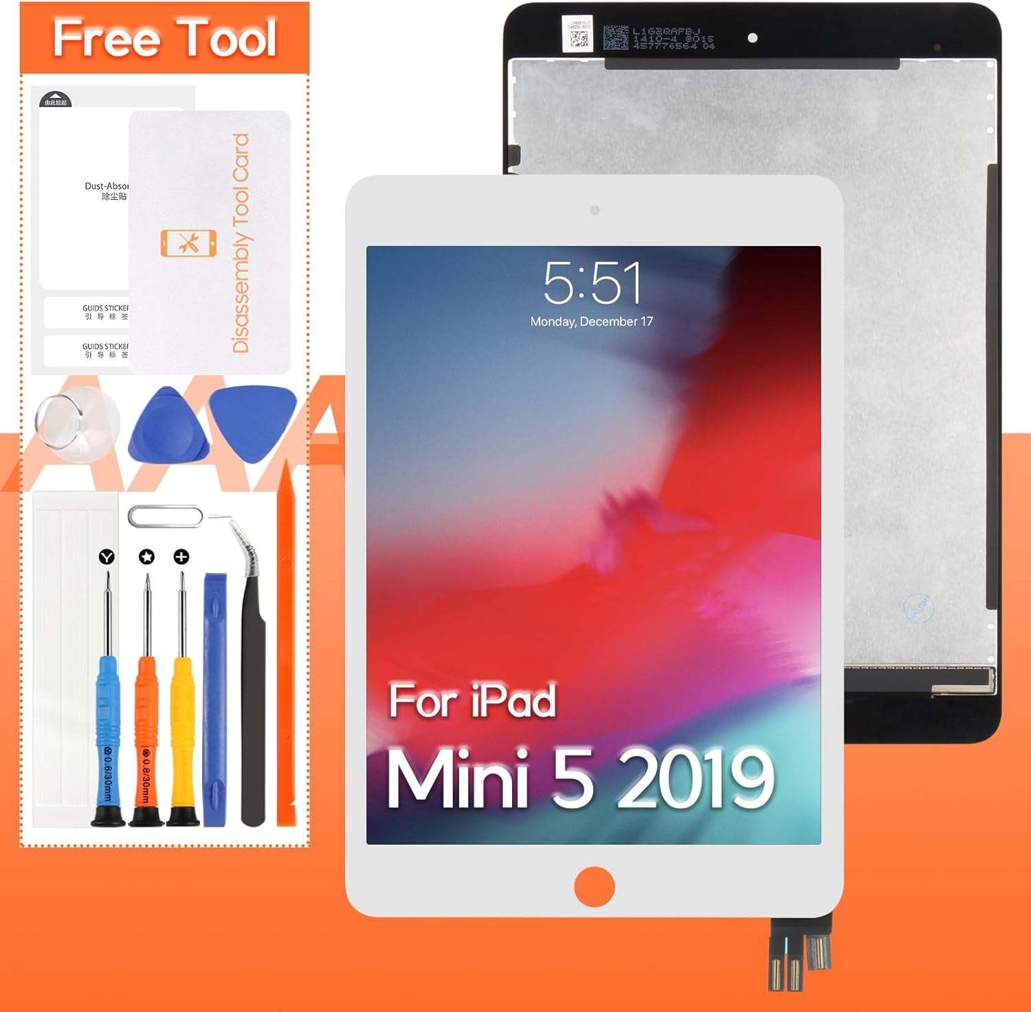 Screen Replacement for iPad Mini 5 2019 LCD Display,for IPAD A2126 A2124 A2133 A2125 Touch Screen Digitizer Full Assembly,with Tools(White)