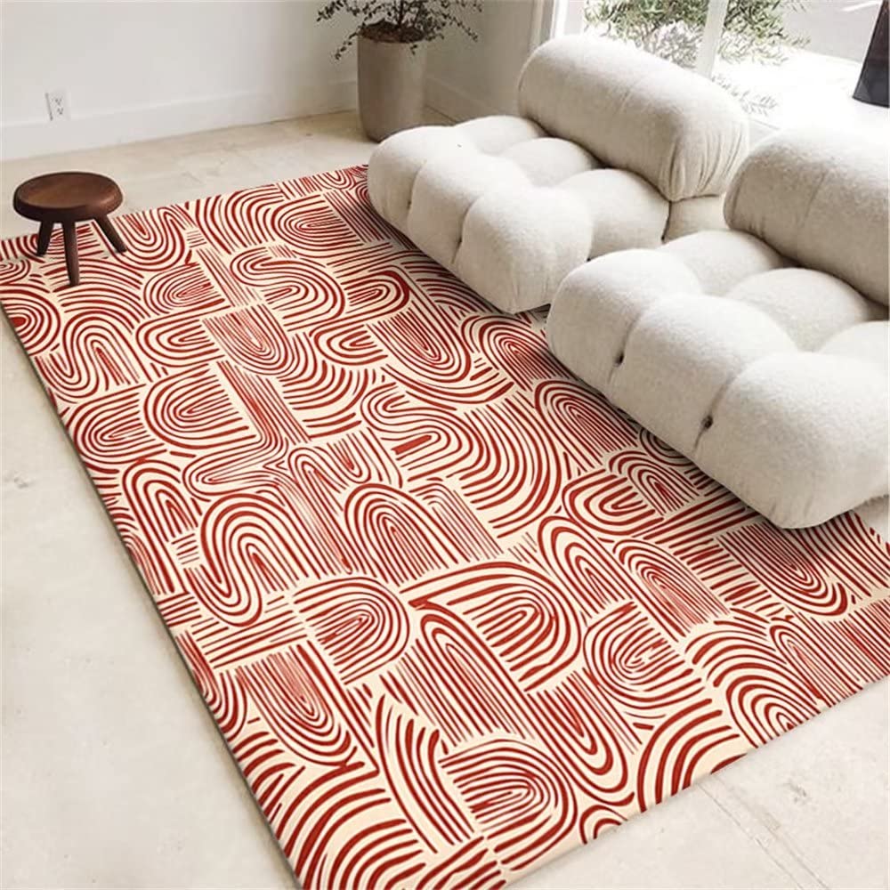 Tapis de chambre floral rouge 160x230 pour une deco salon chaleureuse