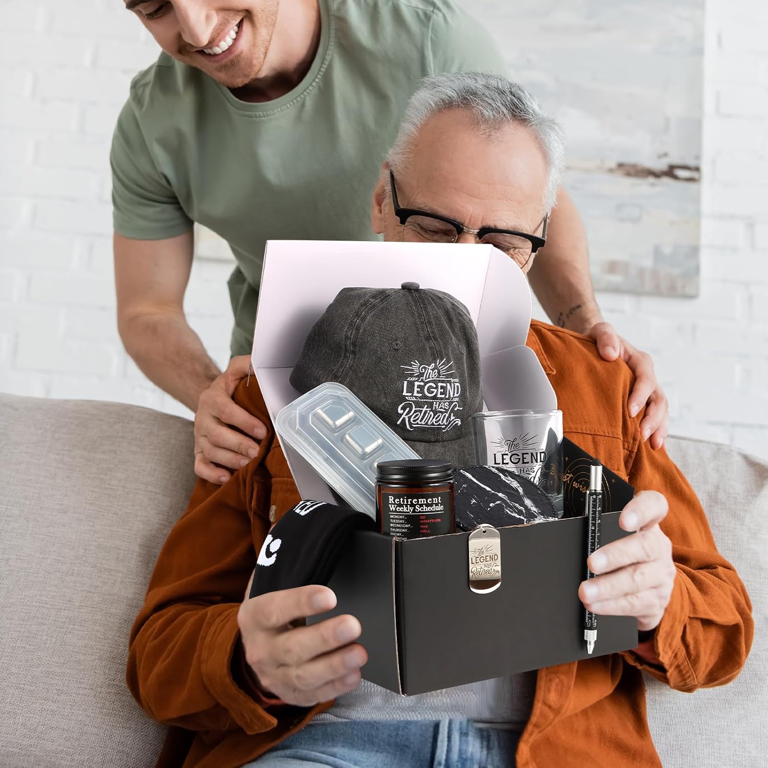 Kolewo4ever 14 Pcs Retirement Gifts for Men Christmas Gifts for Dad 2026 Happy Retired Gift Basket for Coworker, Teachers, Dad, Grandpa Best Retirement Gift Box with Whisky Set Baseball Cap Socks - Image 7