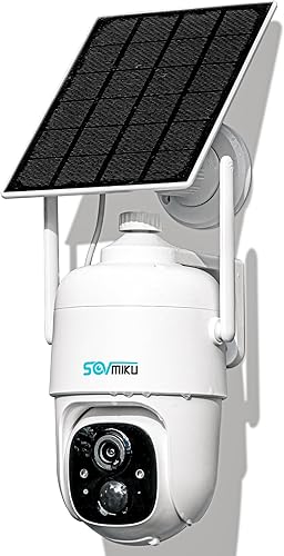 Sovmiku Cámara de seguridad solar CQ1 AI 2K inalámbrica para exteriores, cámara alimentada por batería, audio bidireccional, detección de