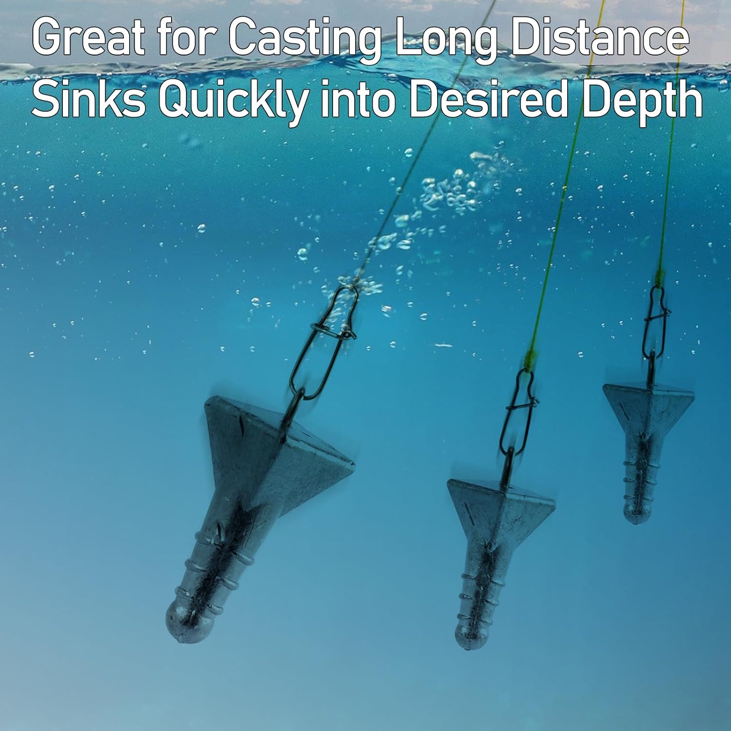 Dr.Fish 5 Pack Storm Sinker Pyramid Hatteras Surf Fishing Lead Weight Saltwater Beach Casting Sea Bottom Holder Inshore