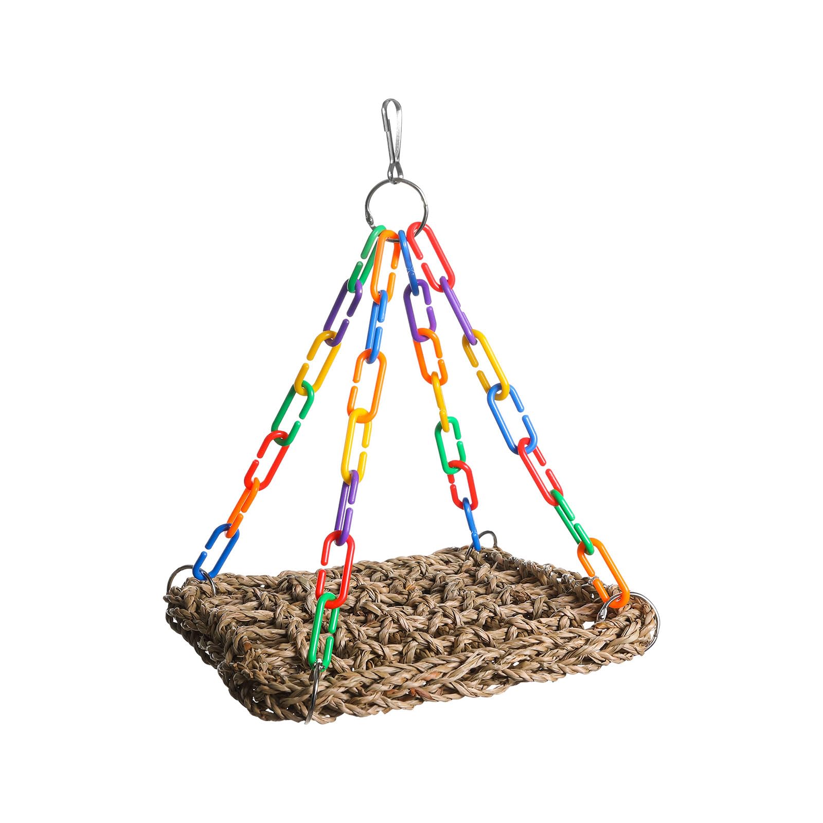 NEWFT Durability Grass Bird Hammock Bird Rope Net Woven Parrots Platform Bird Toy for Pet Owners Of Parakeets