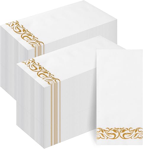 Goodluck Paquete de 200 servilletas doradas desechables, servilletas decorativas como lino para cena, servilletas de fiesta suaves y absorbentes, disponible en Yaxa Costa Rica