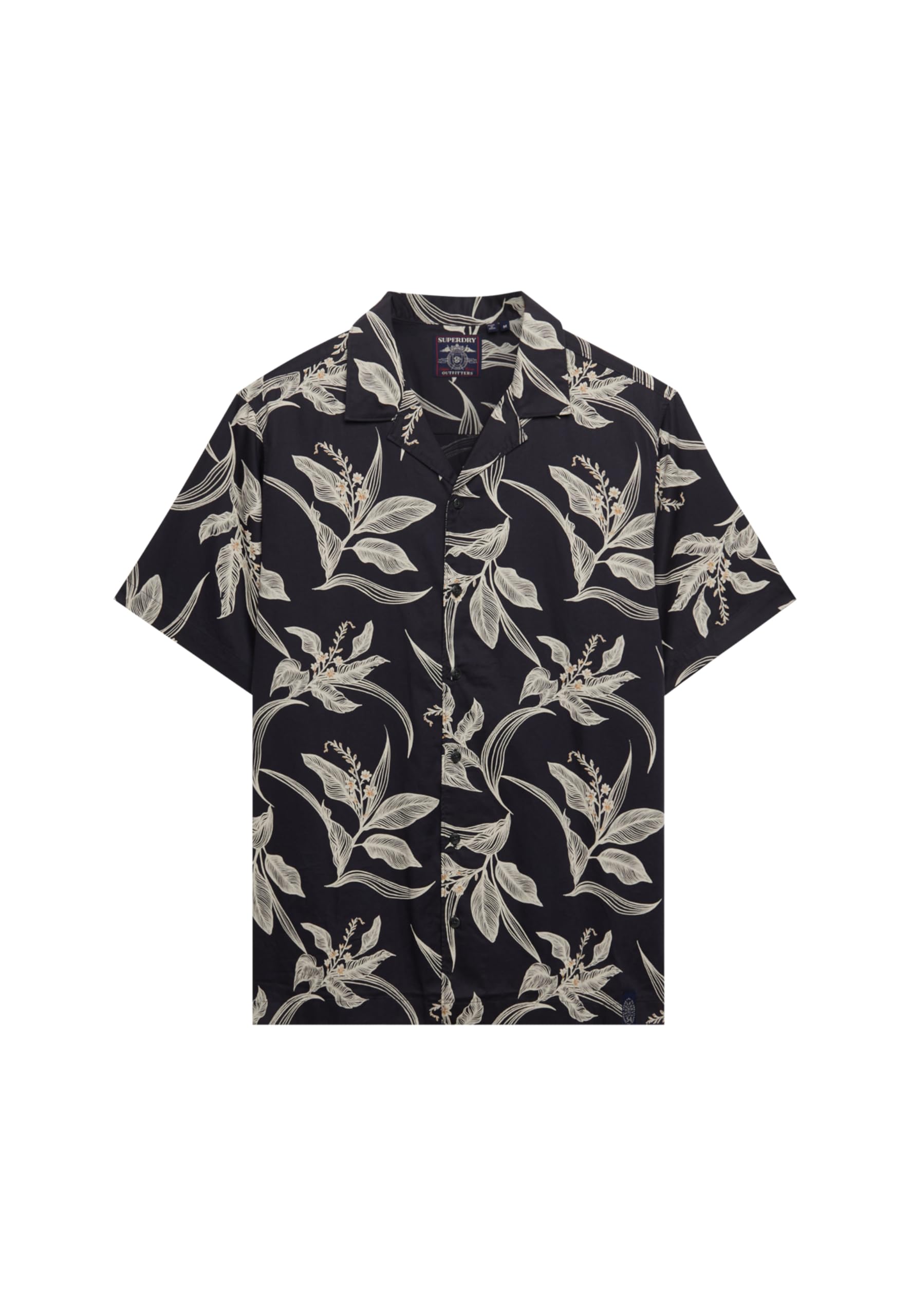 Superdry Men's Canna Leaves Navy Hawaiian Print S/S Shirt, M