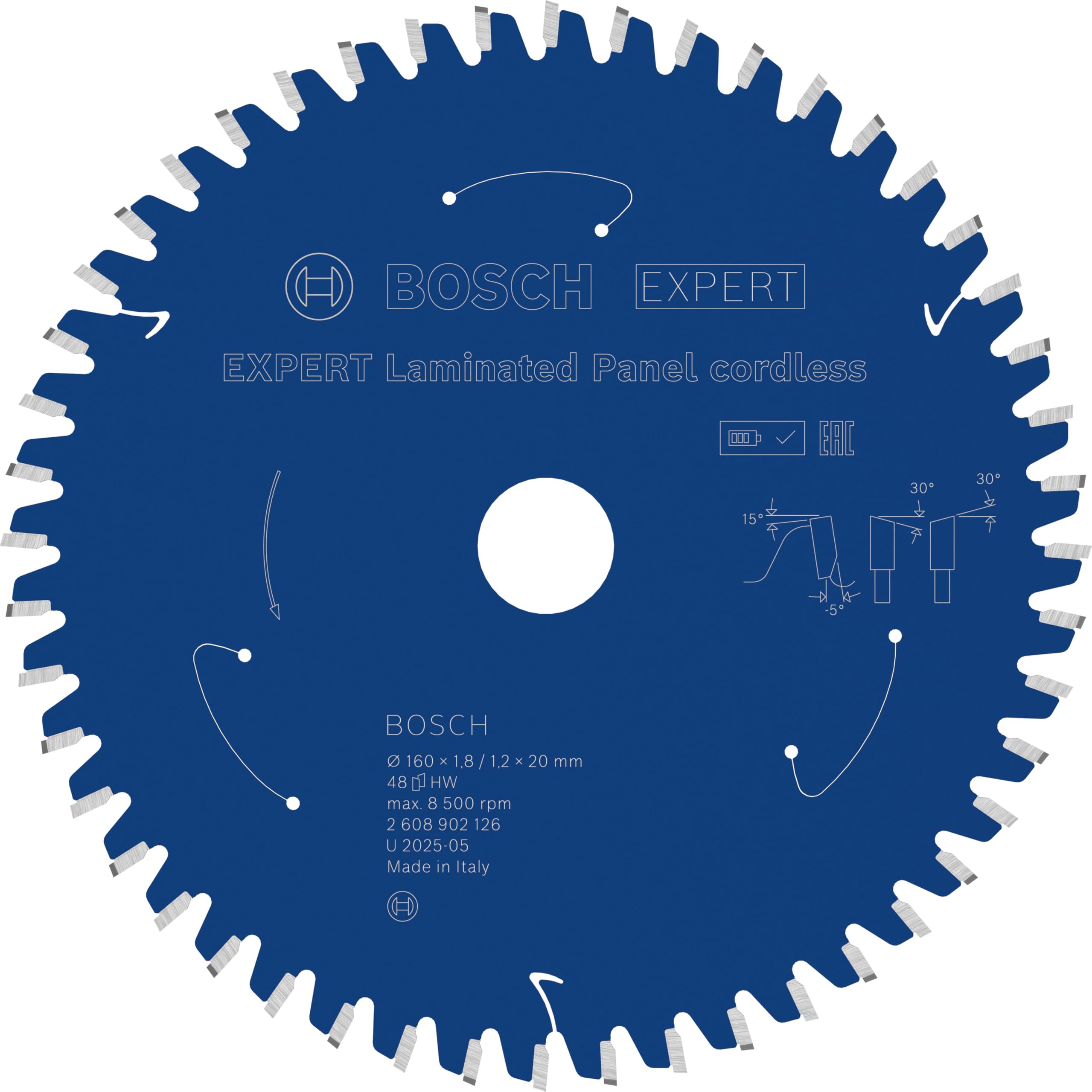 Bosch 1X Expert Laminated Panel Cordless Circular Saw Blade For Handheld Circular Saw (For Plastic Coated Boards, Ø Mm, Professional Accessory Hand-Held Cordless Circular Saws, Circular Saws)