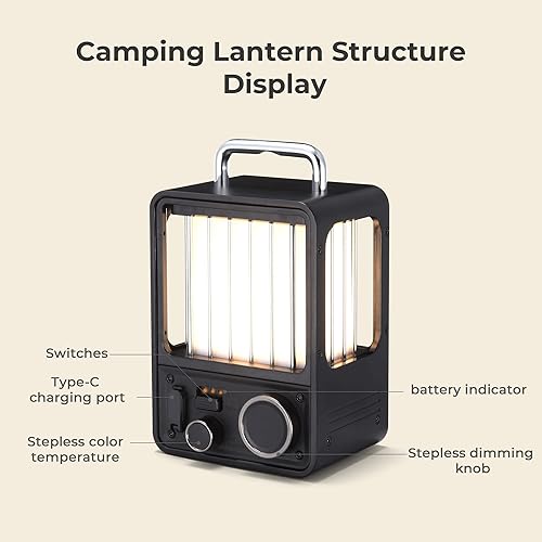 Miniatura 3 de FLEXTAILGEAR Linterna LED para campamento, luz vintage para acampar, luces portátiles para exteriores con modos de luz progresiva, linterna