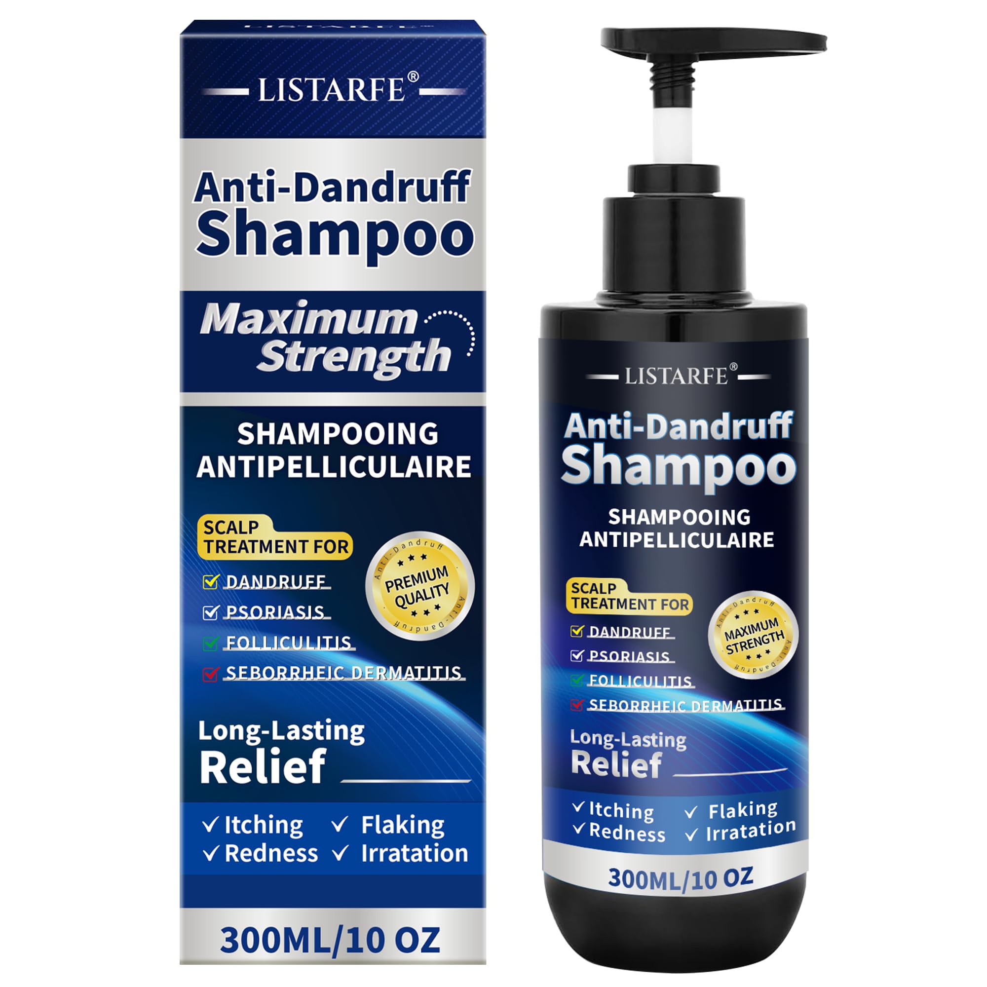 Dandruff Shampoo for Men and Women, Anti-Fungal Shampoo for Psoriasis & Seborrheic Dermatitis – Scalp Treatment for Itching, Flaking & Redness Relief, 300ML