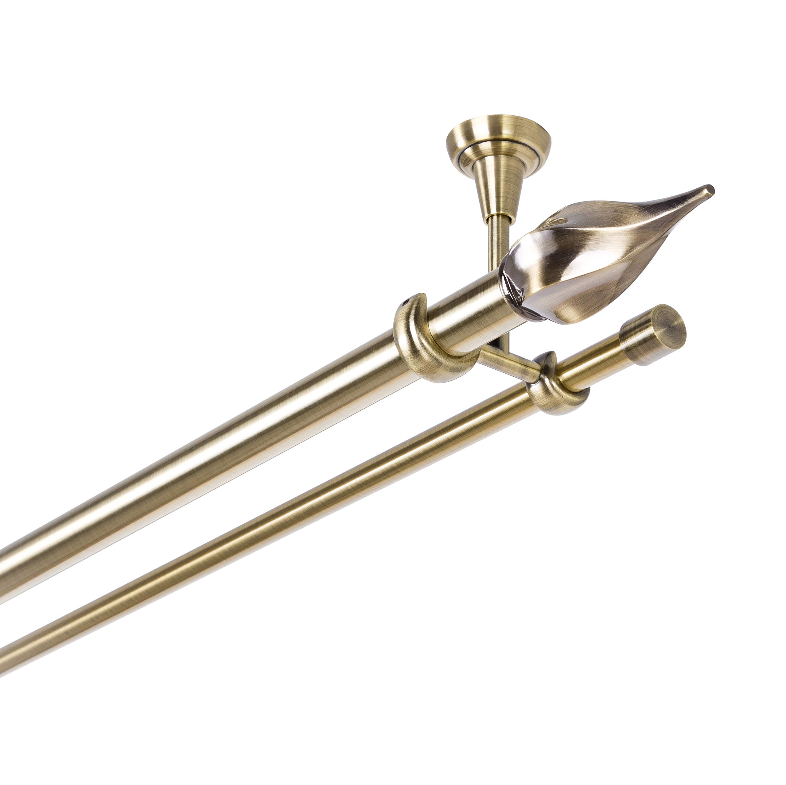 Tringle à rideaux 25/16 mm 2 voies Fixation plafond Métal doré vieilli (280)