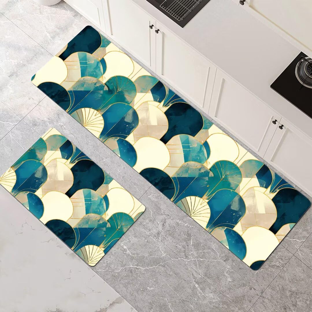 Alfombra de cocina lavable y antideslizante con secado rápido en color teal