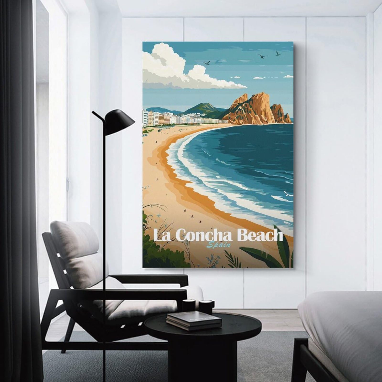 Junmoney La Concha Beach, Spain Room Decor Wall Art 20x30inch(50x75cm), for Art Walls, Layered Displays Or Homes, Wall Decor Suited to Curated Displays