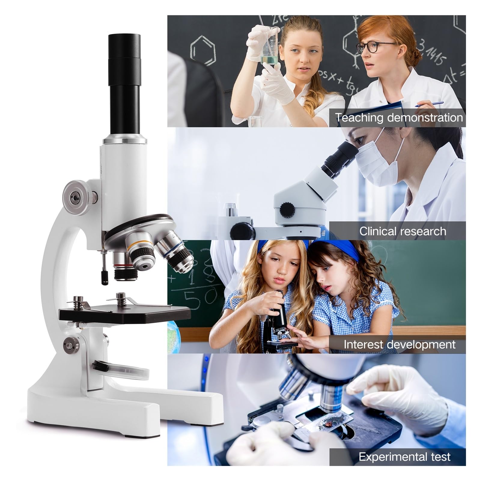 64X-2000X Monokularowy Mikroskop Optyczny Szkoła Podstawowa Dzieci Nauka Biologia Eksperymentalna Nauczanie Świąteczny Prezent Urodzinowy