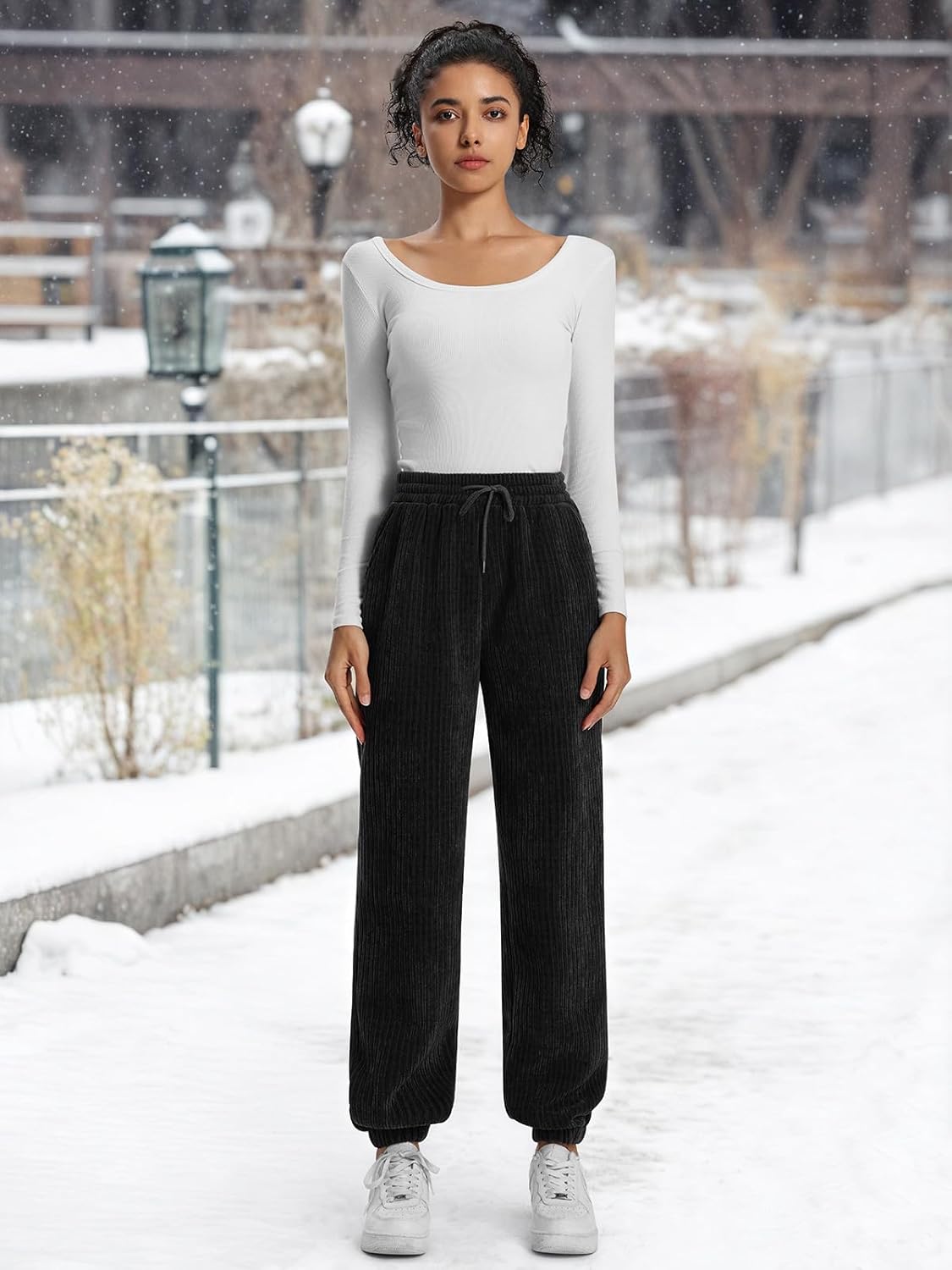 QIANXIZHAN Women's Winter Warm Thick Fleece Pants, Lined Sweatpants Pants Joggers Comfy Pajama Clothes - Image 8