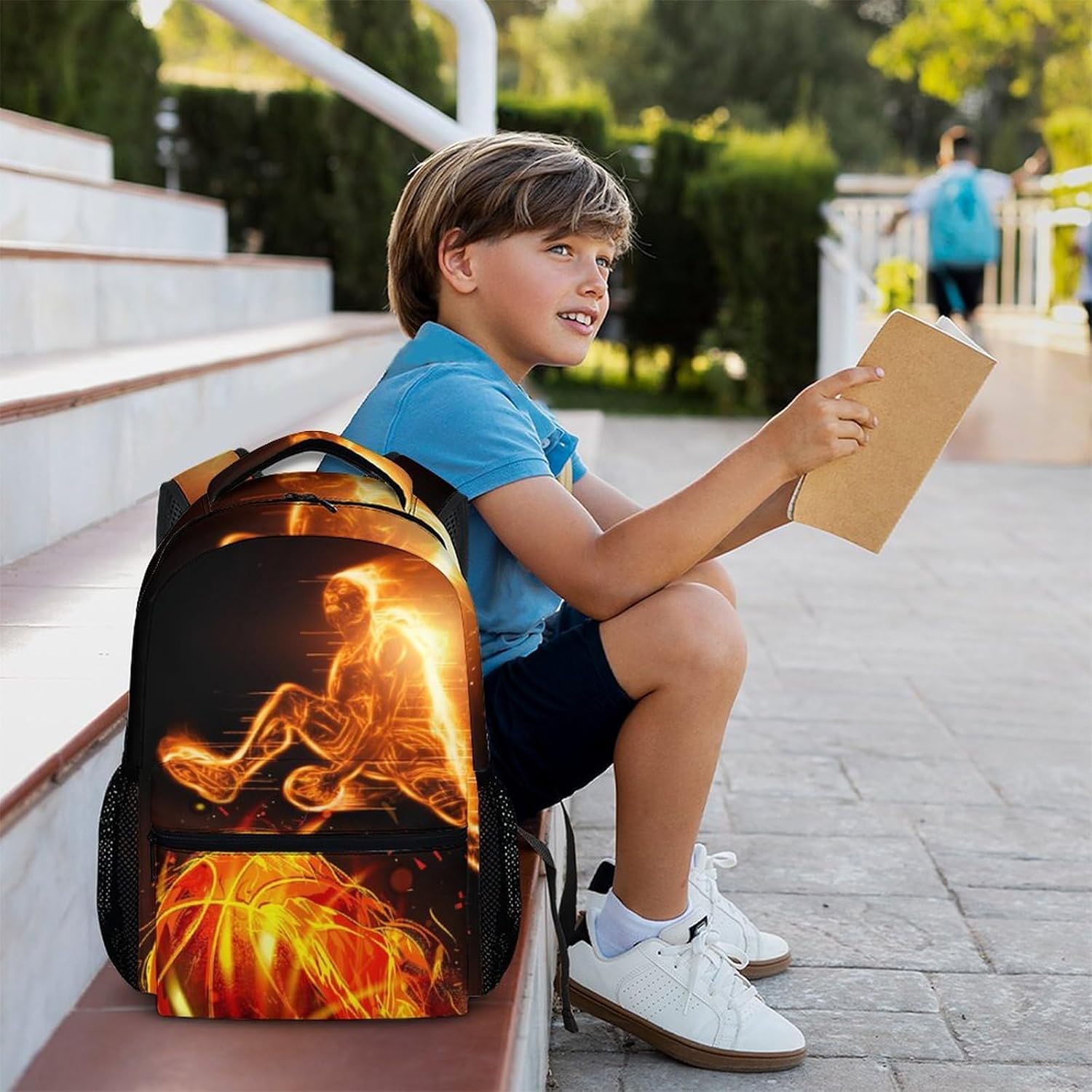 Kids Backpack, Cool Basketball Backpack, 17 Inch Boys School Bag for Gift, Large Capacity Bookbag for Preschool Elementary Kindergarten Travel