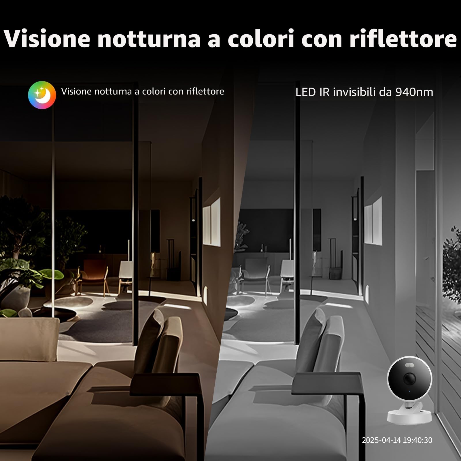 Aqara G100, Telecamera di Sicurezza 2K per Interni/Esterni, HomeKit Secure Video, Audio Bidirezionale, Visione Notturna a Colori, Rilevamento AI, Wi-Fi 6, Supporta HomeKit, Alexa, Google e IFTTT, Nera