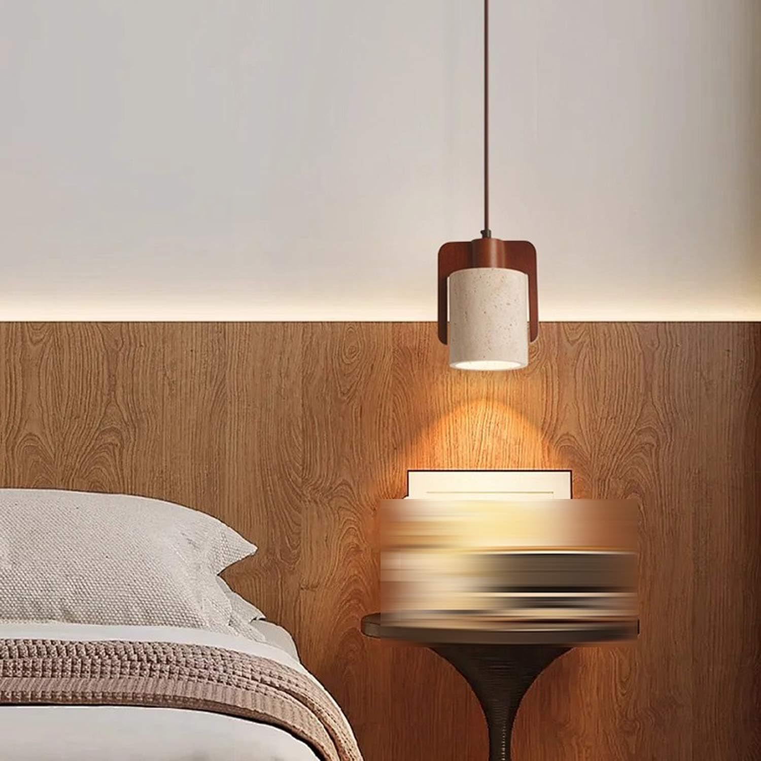 Generico Lampada A Sospensione In Travertino Wabi Mini A In Legno Vintage Nordico Per Sala Da Pranzo Comodino Isola Cucina