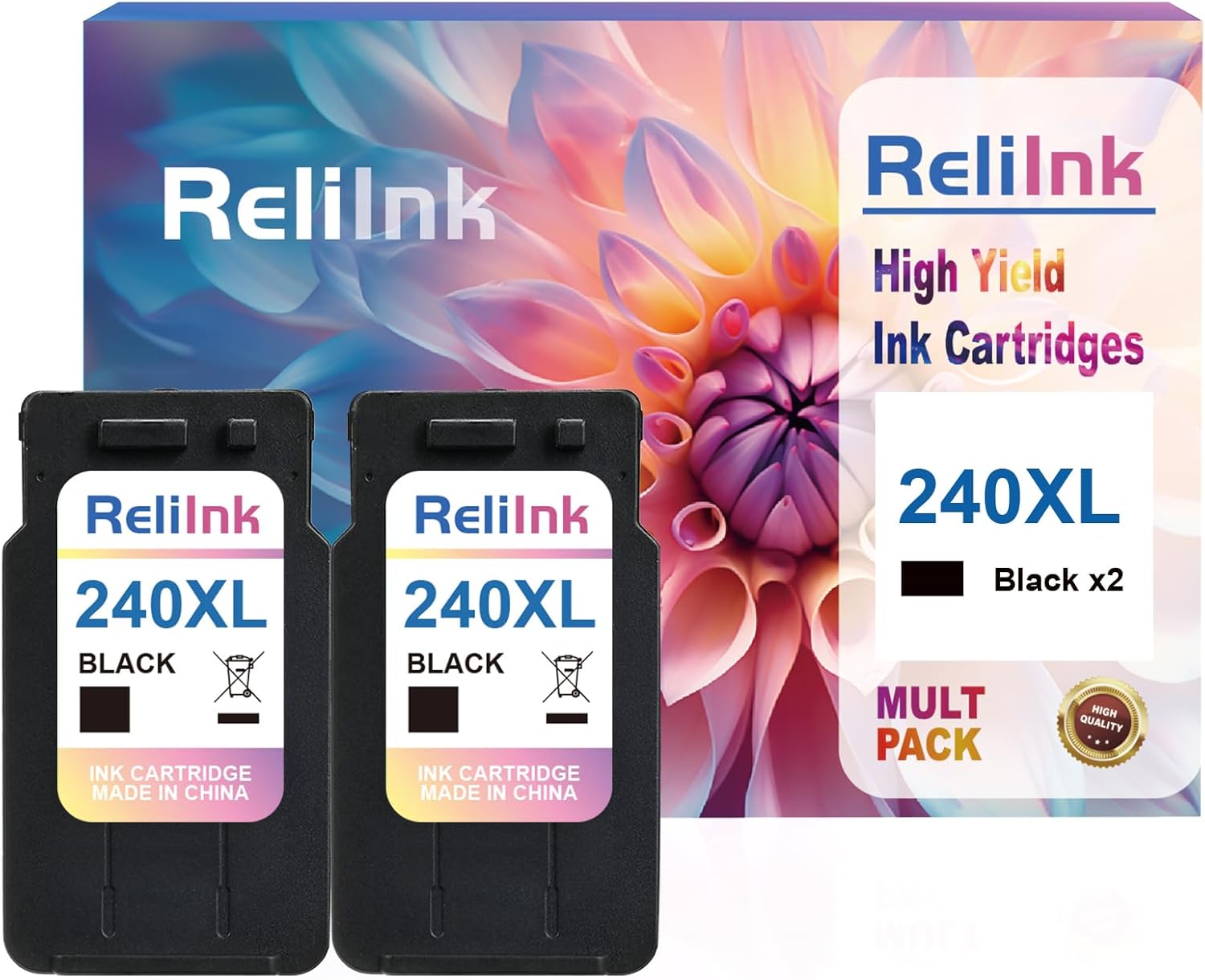 PG-240 XL 240XL Black Ink Cartridge Replacement for Canon 240 XL PG240 Compatible PIXMA MG3600 MG3620 MG4120 MG3520 MG3220 TS5120 TS5100 MG3220 MG3120 MG3122 MG2120 MG2220 MX472 Printer 2 Pack