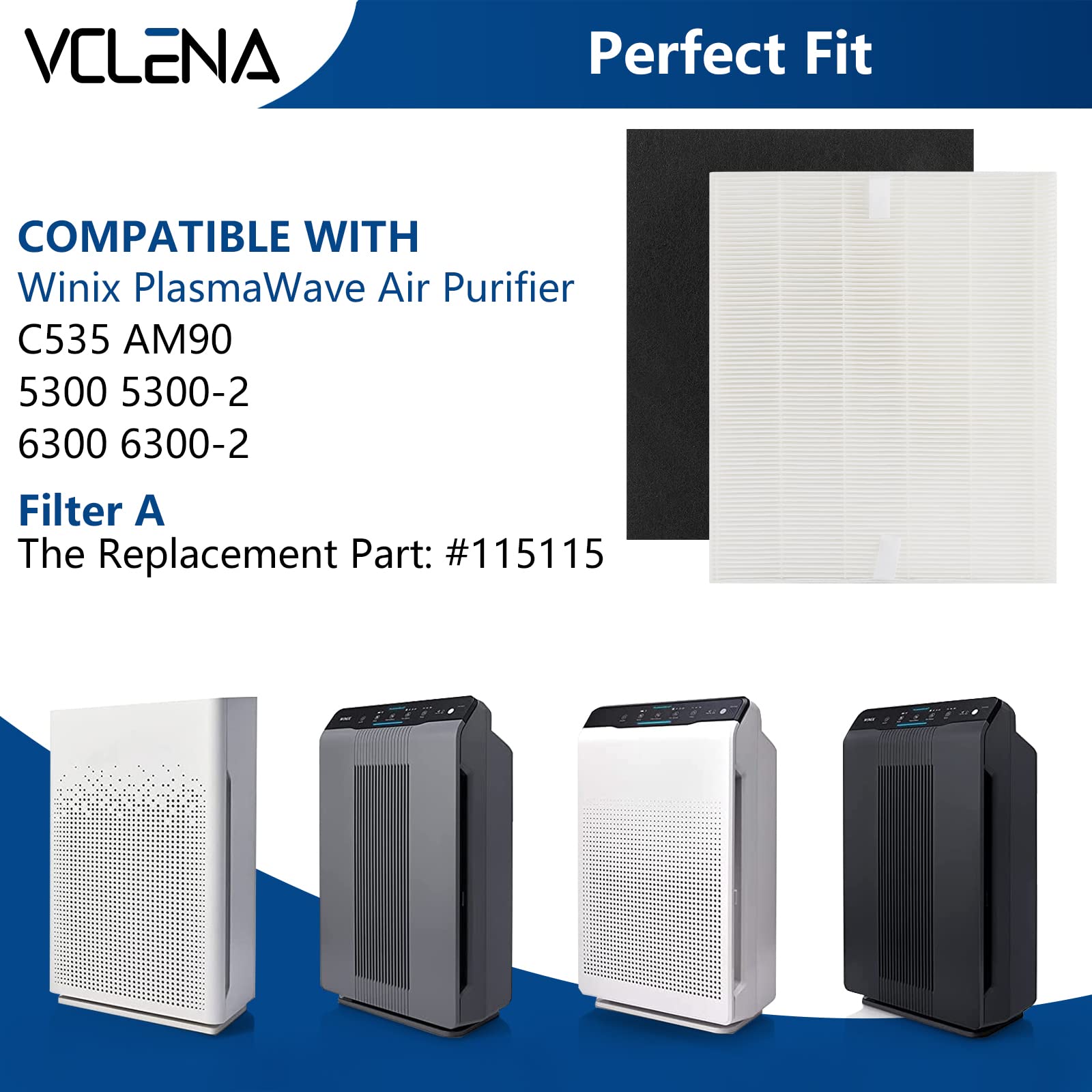 True HEPA Replacement Filter for Winix C535, 115115 HEPA Replacement