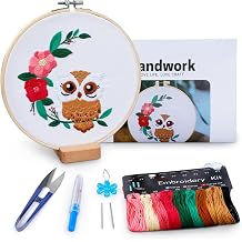 BERYA Owl Embroidery Kit, Embroidery Kit for Adult, Owl Pattern Practice Kit, Including Video Step by Step Instructions, Embroidery Hoop, Cloth, Needles and Thread for DIY Craft Lover BEO013