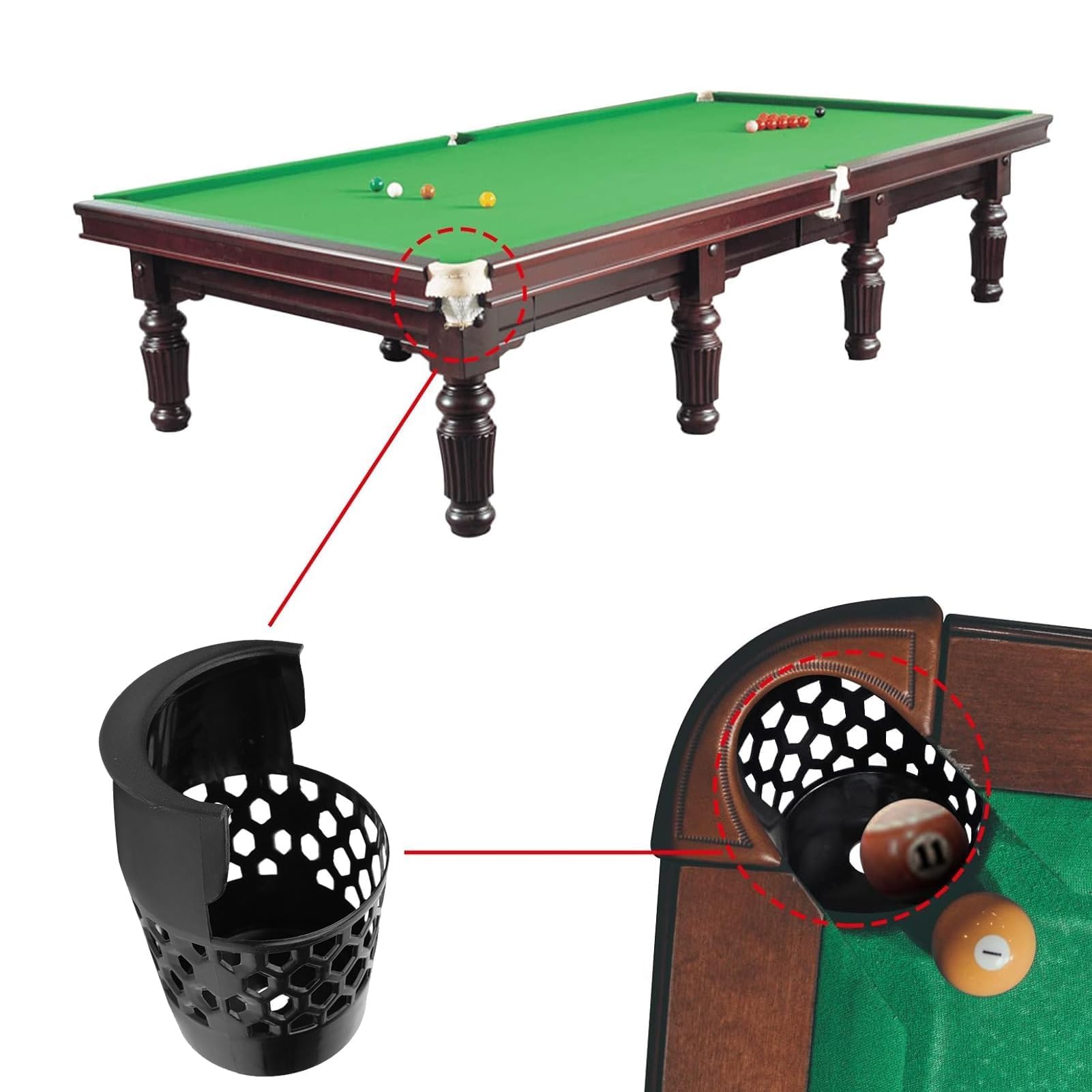 HERCHR 6 Uds Bolsillos De Billar, Bolsillos De Mesa De Billar De Plástico Bolsa De Red De Billar Bolsillos De Mesa De Billar Bolsillo Web Accesorios De Mesa De Billar para Jugadores De Billar