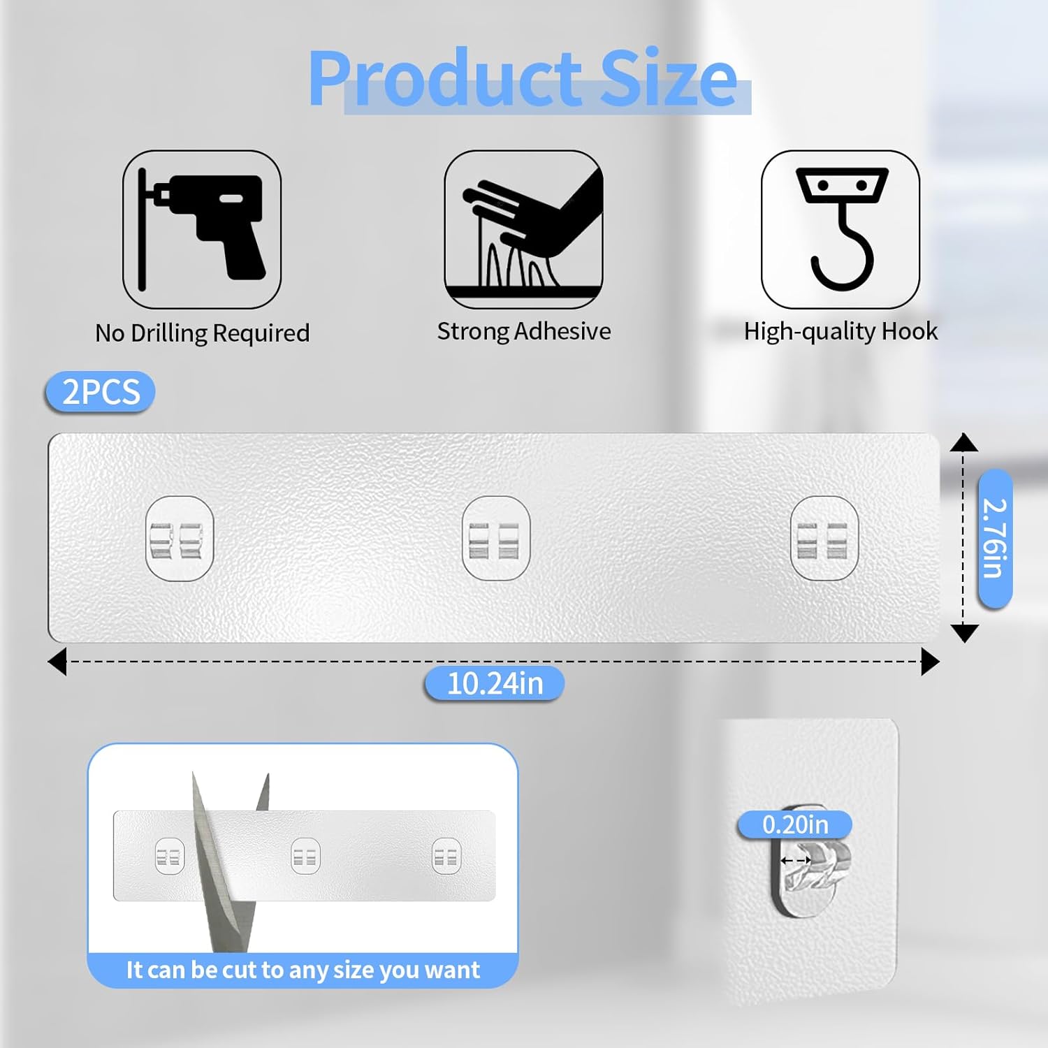 Adhesive Shelf Support Clips 2 Pack – No-Drill Wall Mount Brackets with Thickened Plastic Hooks & Transparent Letter Buckles, Heavy Duty Sticky Pads for Storage Rack Fixing
