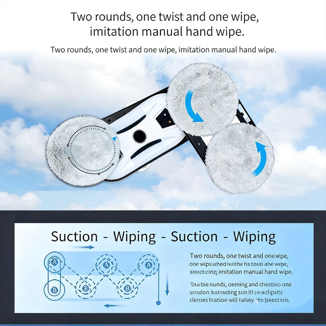 Automatic Smart Window Cleaning Robot, Dual Direction Auto-Spray Smart Window Cleaner - Automatic Edge Detection, 2800pa Strong Suction, Anti-Drop Protection & Streak-Free Shine (White)