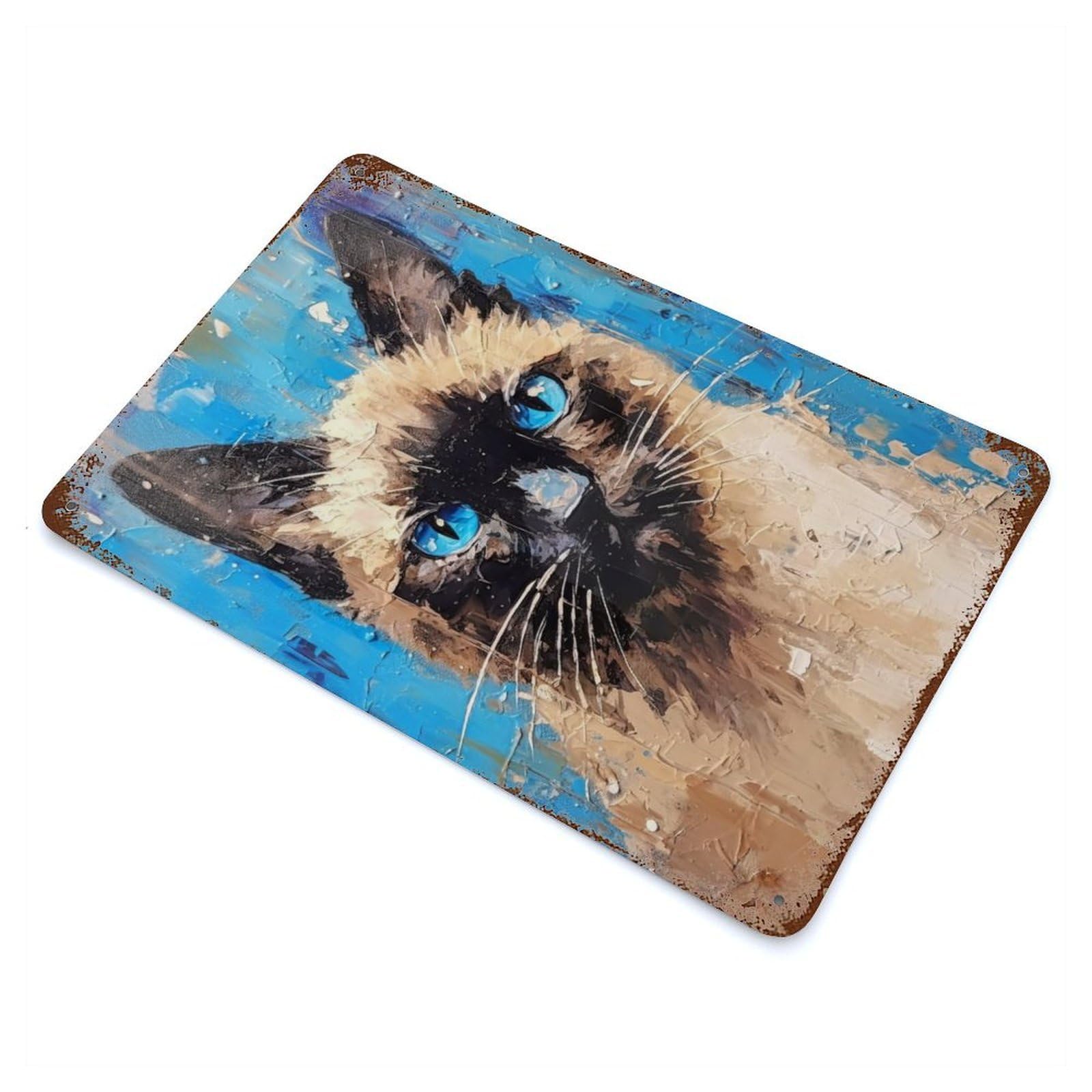 Palette Siamese Painting Decorative Tin Sign 11.8"x7.9", for Bistro, Counter And Cafe Decor, Retro Wall Decor