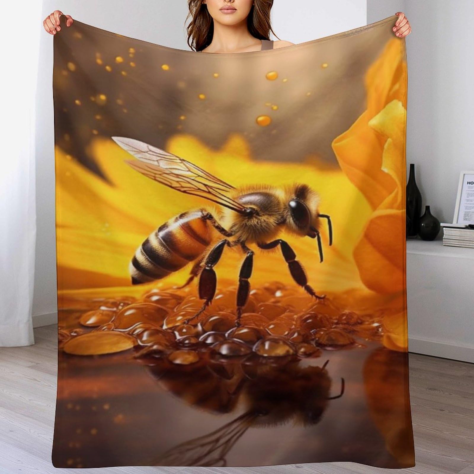 Linge de lit couverture abeille 3D flanelle pour un cadeau utile