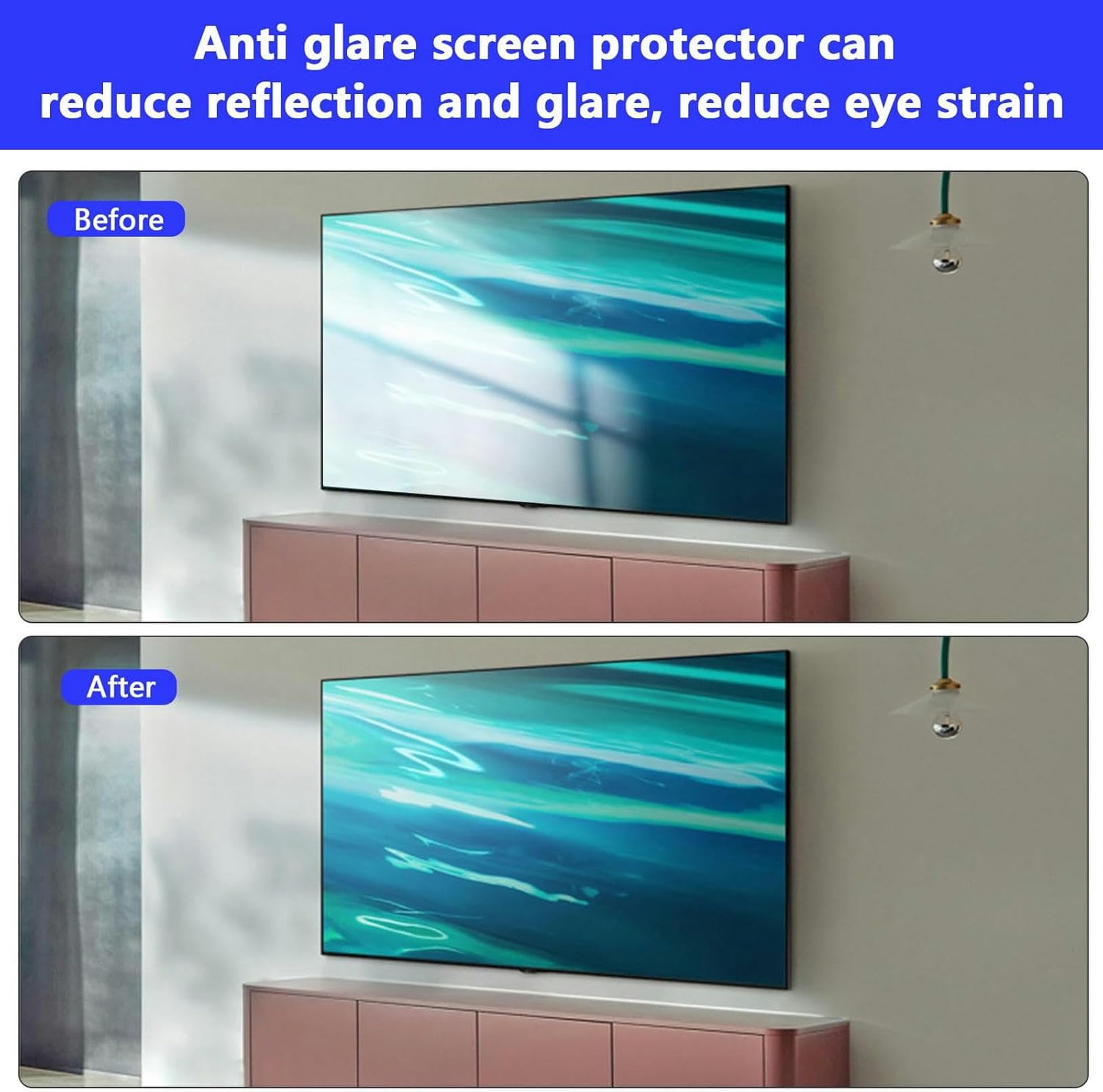Folia ochronna na ekran telewizora z filtrem anty-niebieskiego światła i antyodblaskowym, kompatybilna z telewizorami panoramicznymi o przekątnej 37"/40"/42"/43，40inch/L875×W483mm