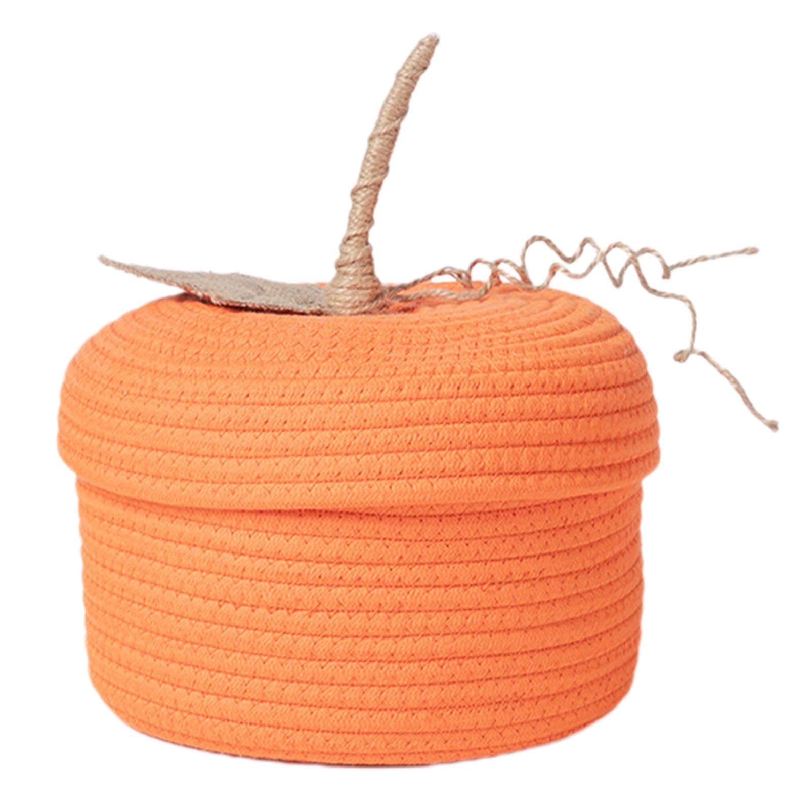 Cestas tejidas de cuerda de algodón premium con tapa y diseño de calabaza