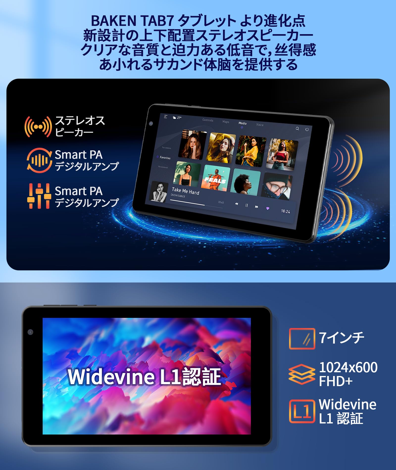 Amazon.co.jp: BAKEN Android 14 タブレット 7 インチ リリース
