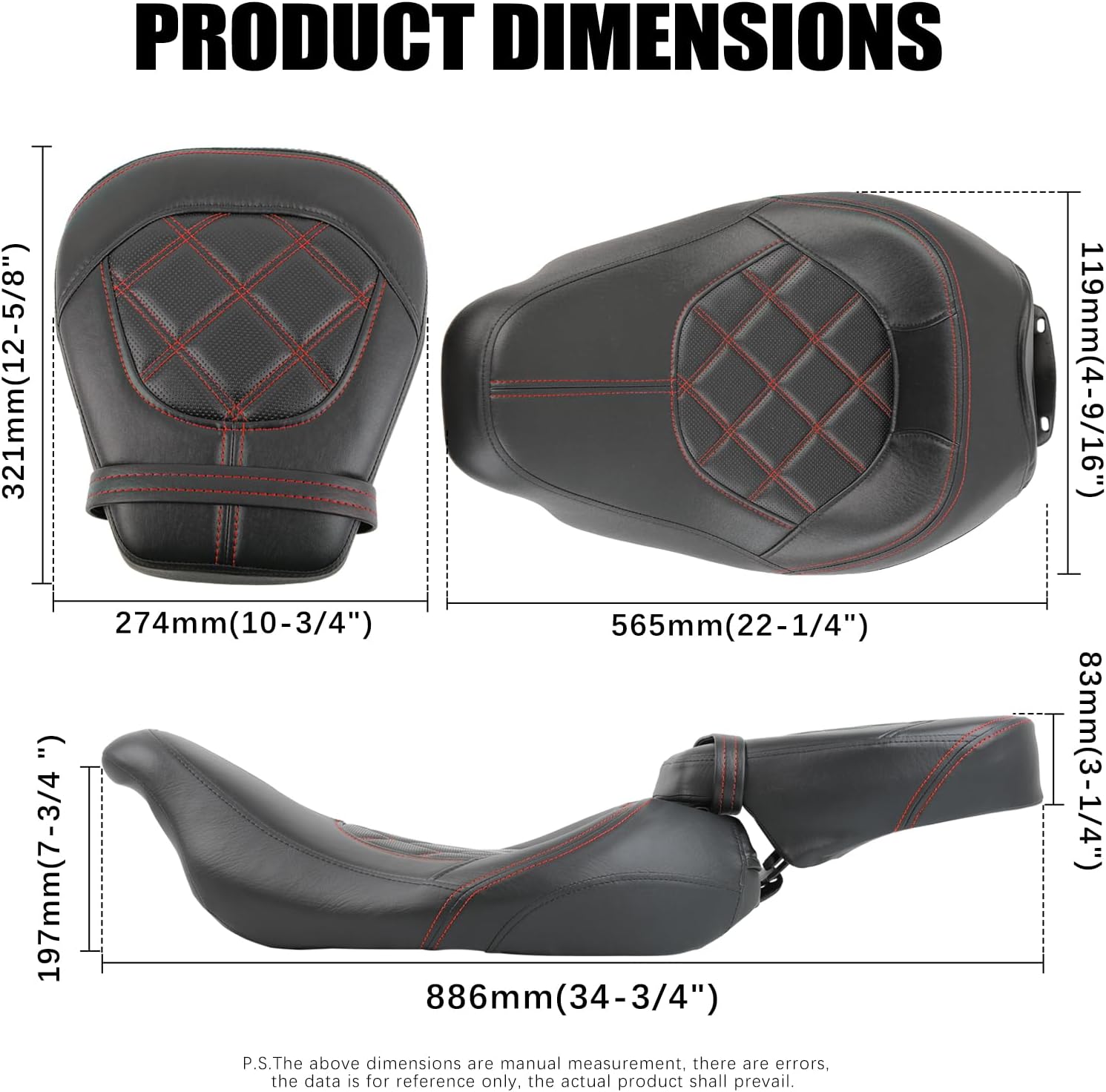 Rich Choices Low-Profile Driver Passenger Seat Pillion Set Compatible with Harley Touring Road King FLHR Street Glide FLHX Road Glide FLTRX CVO Street Glide FLHXSE Electra Glide Ultra Classic